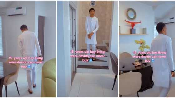 Nigerian boy, 15, shows off fine interior of his house, says Davido can never buy it, video sparks reactions