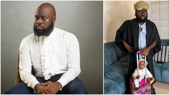 "We will arrest you": Lasisi Elenu's Father's Day picture with daughter stirs reactions from Sabinus, others