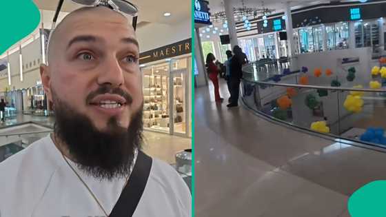 Oyinbo man in awe over shopping mall he saw in Nigeria, posts video of it online: "Best in Africa"