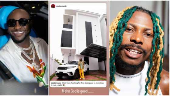 “Mehn God is good”: Davido reacts emotionally to news of Asake’s mansion, celebrates him online