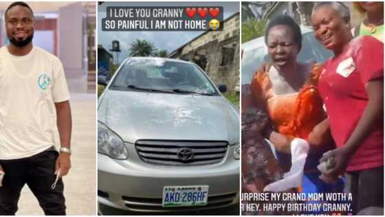 The whole village go hear: Nigerians react as comedian Sir Balo surprises grandma with a car on her birthday