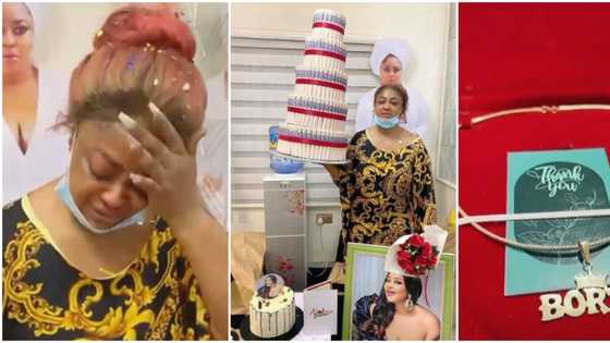 Omoborty in tears as loved ones surprise her with 18 karat gold jewelry, money cake, other gifts on birthday