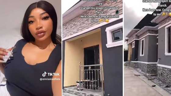 "Started this project in March": Nigerian lady builds mansion in less than 6 months, video stuns many