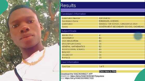 WASSCE: Boy who checked his WAEC result celebrates after seeing his grades in 9 subjects