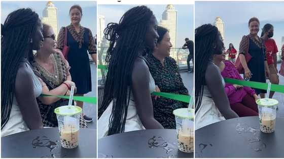 "You are so beautiful": Oyinbo people rush to take pictures with cute black lady, video goes viral