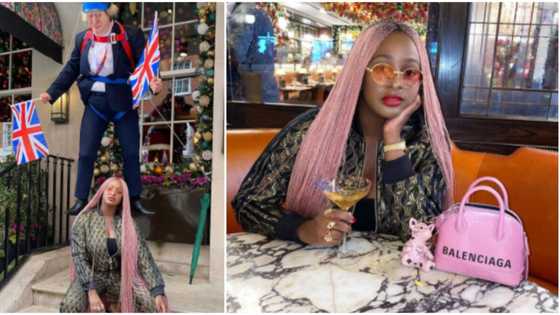 Sweet reactions as DJ Cuppy goes for brunch with "Boris Johnson" in London (photo)