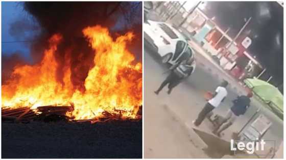 Breaking: Petrol station on fire in Ibadan, people scamper for safety