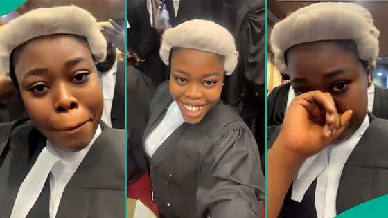 Lady cries during call to bar ceremony as she wears her lawyer wig, emotional video trends