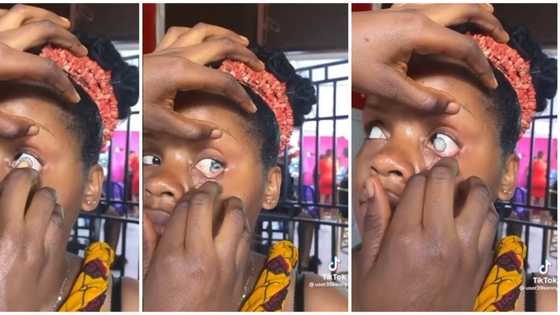 Video of lady battling to fix contact lens goes viral, internet users react