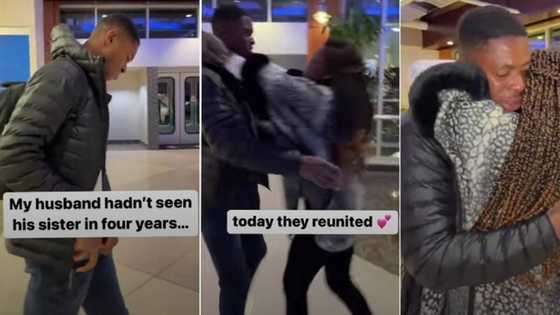 After 4 years, Nigerian man in tears as he meets his sister again at airport, video melts hearts