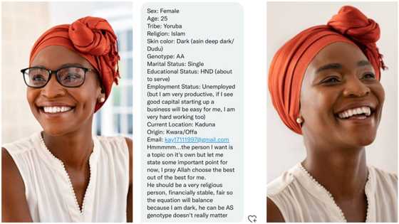"I am unemployed": Nigerian lady searches for husband, says future partner must be financially stable