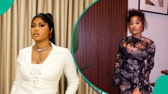 BBNaija's Imisi storms Funke Akindele's movie premiere in revealing dress, elicits reactions