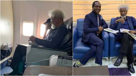 Young man sends Prof Wole Soyinka away for occupying his allocated seat on a plane