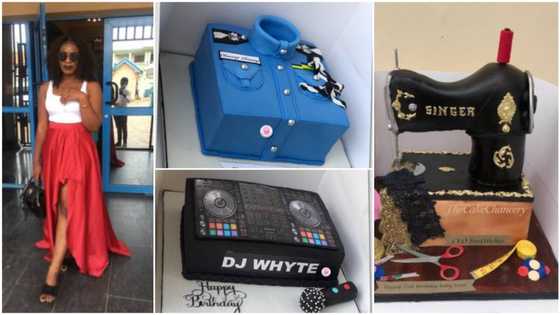 Nigerian lady bakes police uniform, sewing machine cakes, photos cause massive stir