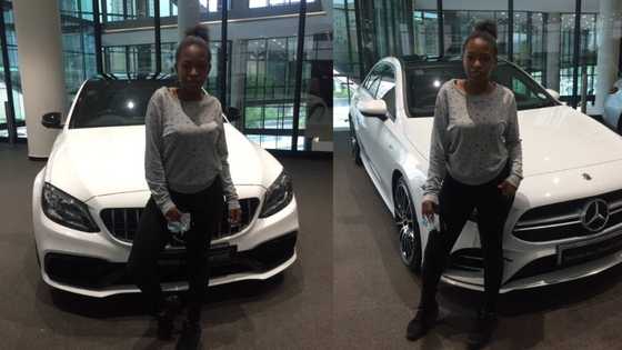 Social media calls young lady out after claiming her father bought her Mercedes-Benz car