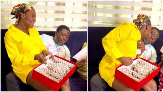 Mercy Johnson excitedly counts money husband gifted her for Valentine, tells fans to expect twins soon