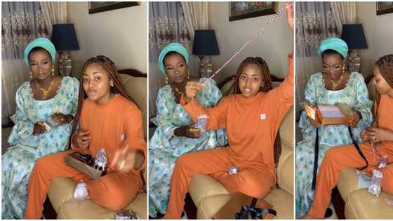 Mixed reactions as Jaruma Empire personally delivers N5 million worth of 'kayamata' products to Regina Daniels