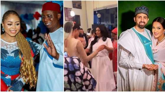 Regina Daniels & hubby attend billionaire Indimi’s daughter's wedding, she dances with bride in sweet video