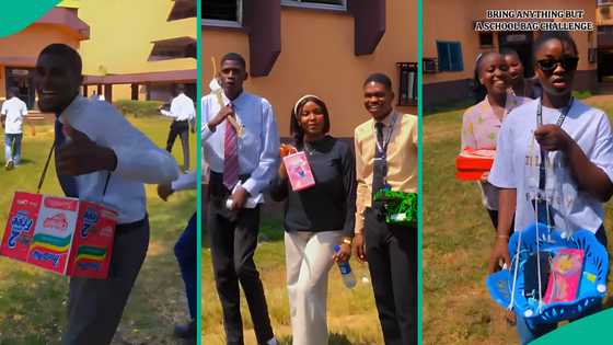 University of Benin students carry pots, stoves, cartons and buckets on "No Bag Day"