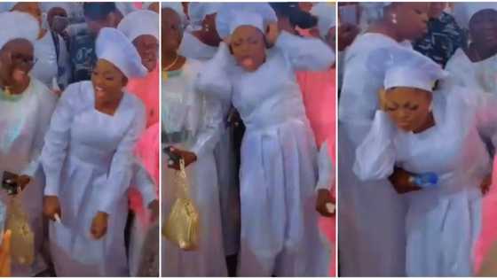 "Is this acting?" Many react as Funke Akindele goes into a trance while worshipping at white garment church