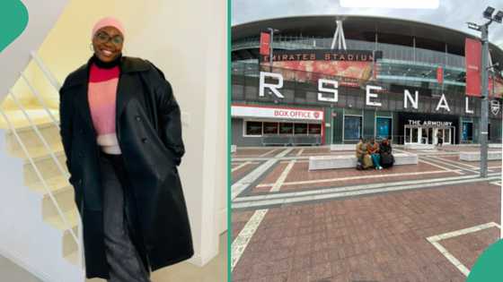 Lady flies her parents abroad to see Arsenal's Emirate Stadium, fulfils childhood promise