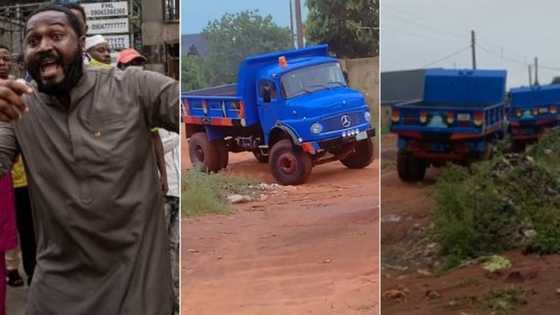 "There's money in this business": Wealthy Nigerian man acquires 2 brand new tippers worth millions, video shows clean vehicles