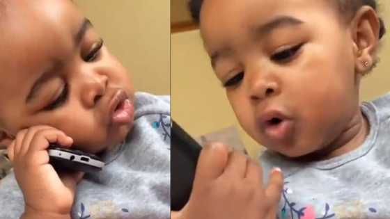 Cute moment baby talks 'gibberish' on the phone, pretends as if she's making serious call in viral video