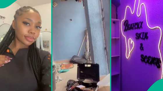 Nigerian lady converts her balcony to mini skincare shop, posts video on TikTok