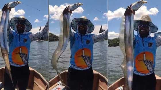 Lucky fisherman celebrates after catching silver-coloured oarfish worth thousands of cash in video