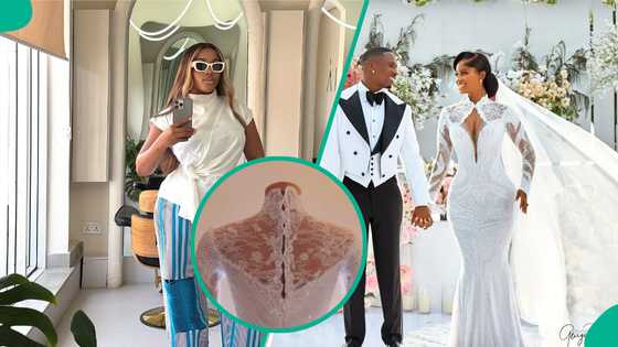JP25: Veekee James shares Priscilla Ojo's priceless reaction to her elegant white wedding dress