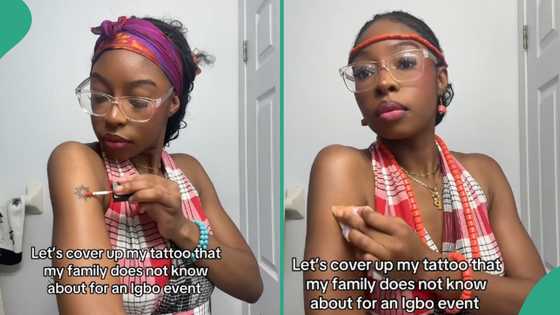 Young Nigerian lady uses makeup to hide her tattoo from her family, video generates buzz
