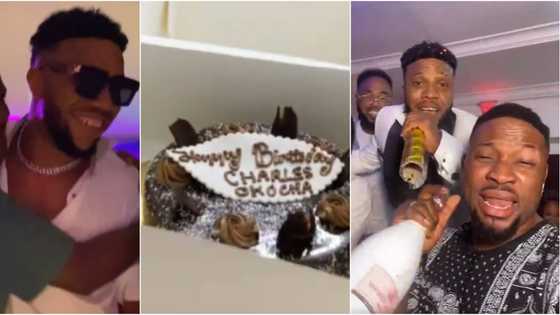 Actor Charles Okocha goes gaga, scatters birthday cake after fan gifted him N10m as gift