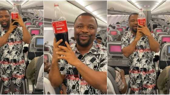 Video shows Nigerian man doing "Dorime" on a plane; says 1 bottle for the pilot, many react