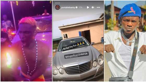 Portable buys Benz for new signee Abuga, he goes unclad to celebrate in viral videos