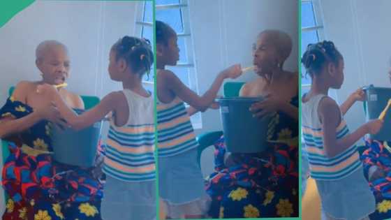 "This made me so emotional": Nigerian woman catches her little daughter brushing grandma's teeth