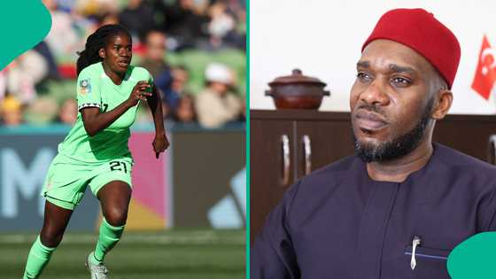 Jay Jay Okocha reacts to viral picture of him carrying child fans claim is WAFCON star Esther Okoronkwo