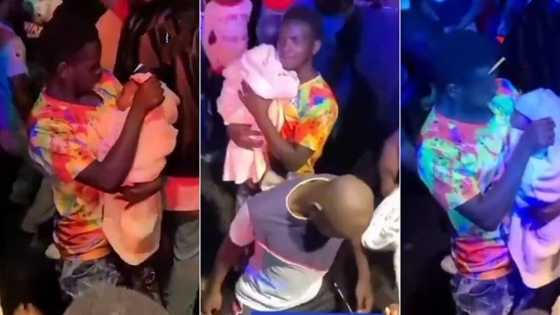 "Show must go on": Man storms night party with his newborn baby, video causes stir online
