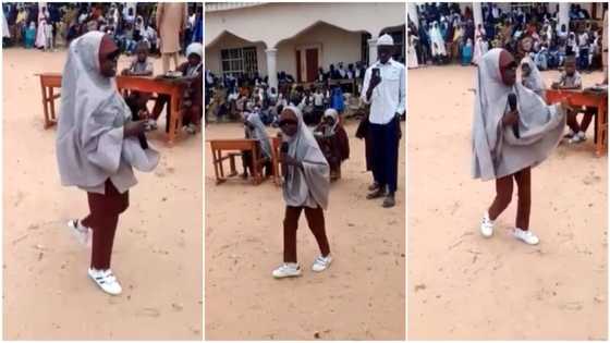 "Calm down": Confident kid in school uniform introduces herself with loud voice, displays confidence