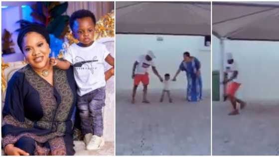 Children will disgrace you: Toyin Abraham says as Ire runs to his dad in viral TikTok challenge