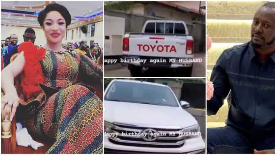 Tonto Dikeh shows off brand new pick-up truck she got for lover's birthday, Kpokpogri hails her