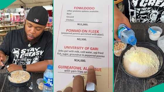 Nigerian man spends N14k to drink garri at restaurant, video shows his receipt of payment