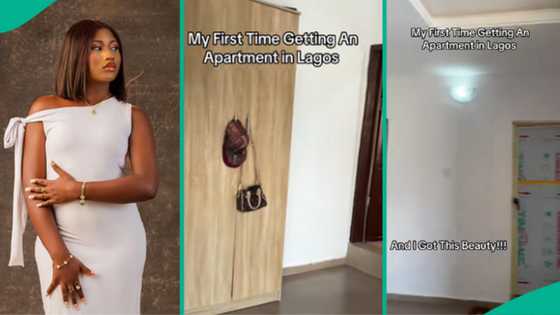 Lady displays interior of house she rented in Lagos State: "My first time getting apartment"