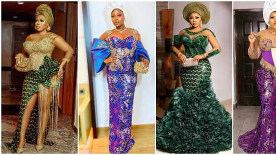 Wedding fashion: Mercy Aigbe, Nkechi Blessing, 7 others slay at Lateef and Bimpe's wedding