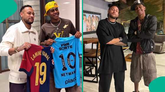 Barcelona star Lamine Yamal links up with his football idol Neymar in Brazil, video