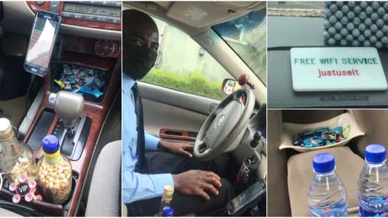 Taxi driver impresses Nigerians with refreshments and free Wi-Fi for passengers, many donate money for him