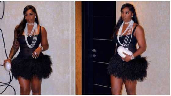 Celebrity trends: Singer Tiwa Savage rocks N157k dress by American designer