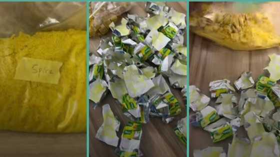 "They don't allow it abroad": Lady turns seasoning cubes into powder in video, packs it like spice