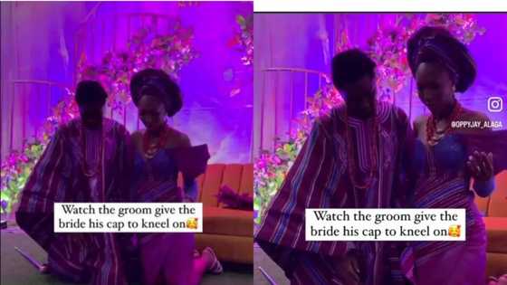 "I must marry my own": Groom gives bride his cap to kneel on during wedding prayer in video