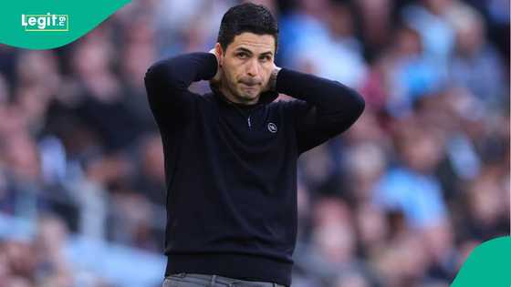 Mikel Arteta reacts as Arsenal lose to Manchester City in Premier League title race