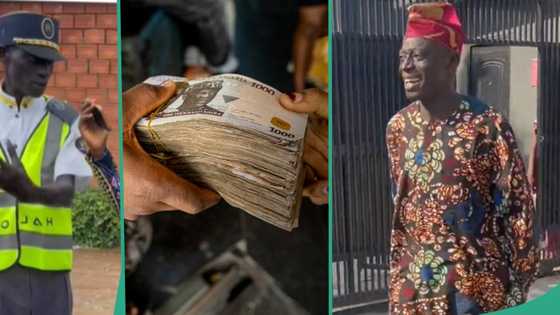 "He got 745k": Man who returned poor from abroad breaks down in joy as Nigerians lift him again